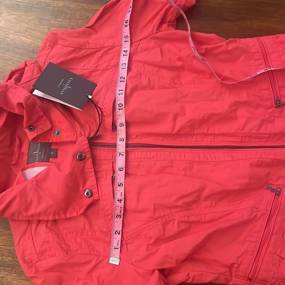 COLE HAAN W's Crinkled cotton/nylon rain coat /Size: M Red - Picture 8 of 9